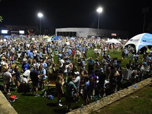 Students gather on Hooker Fields for FallFest in 2017.