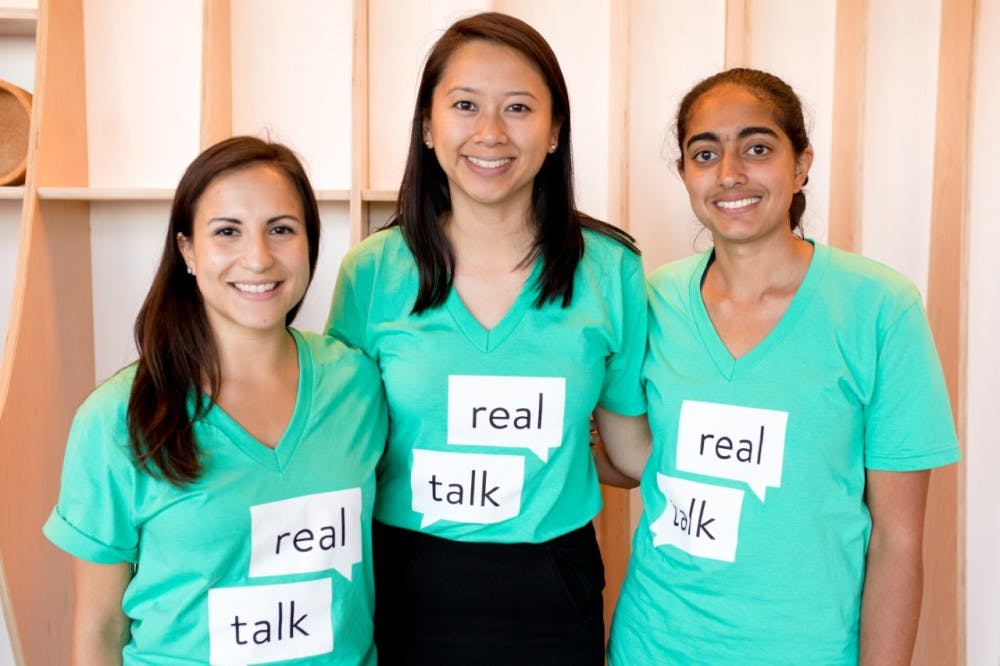 <p>Cristina Leos, Elizabeth Chen and Vichi Jagannathan have developed an app called "Real Talk" targeted at middle schoolers with the hope to provide them with sex education. Photo courtesy of Elizabeth Chen.</p>