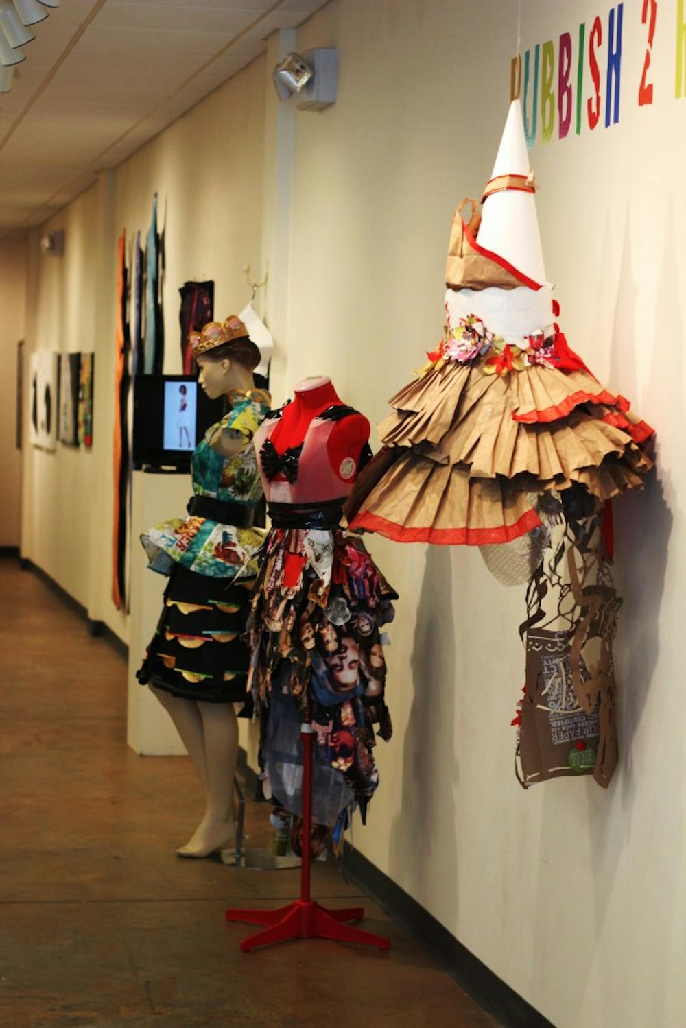 Dresses made solely from recycled materials are featured at the FRANK Gallery's current exhibition: Rubbish 2 Runway, on display since May 7th until July 7th. Designers who have submitted their work for this "trashion" show and exhibit range from high school to professional level artists.