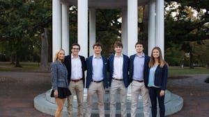 The Executive Team of SolarEquity, a nonprofit organization dedicated to revolutionizing access to solar energy in North Carolina, poses together by the Old Well on Wednesday, Oct. 13, 2022.
Photo Courtesy of SolarEquity.