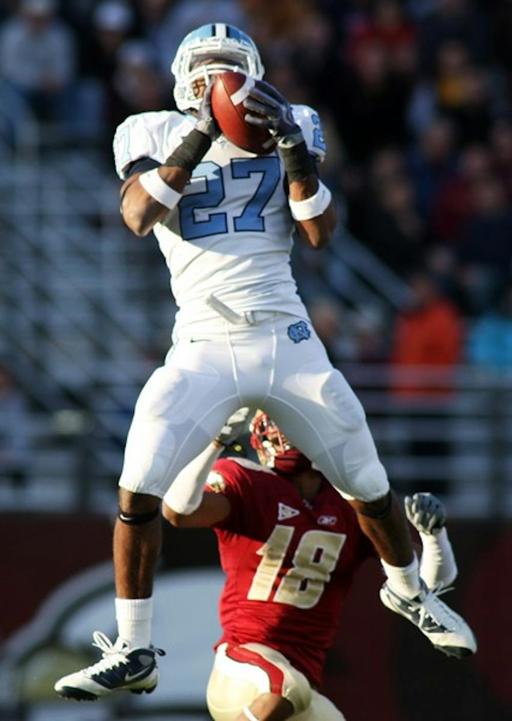 Junior safety Deunta Williams picks off one of three passes in UNC's victory.