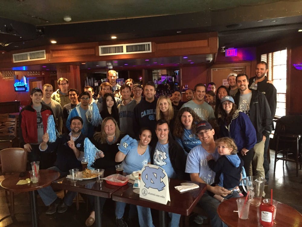 Boston Carolina Club watching the FSU football game at The Point.Photo courtesy of&nbsp;Aime Goldberg Macdonald