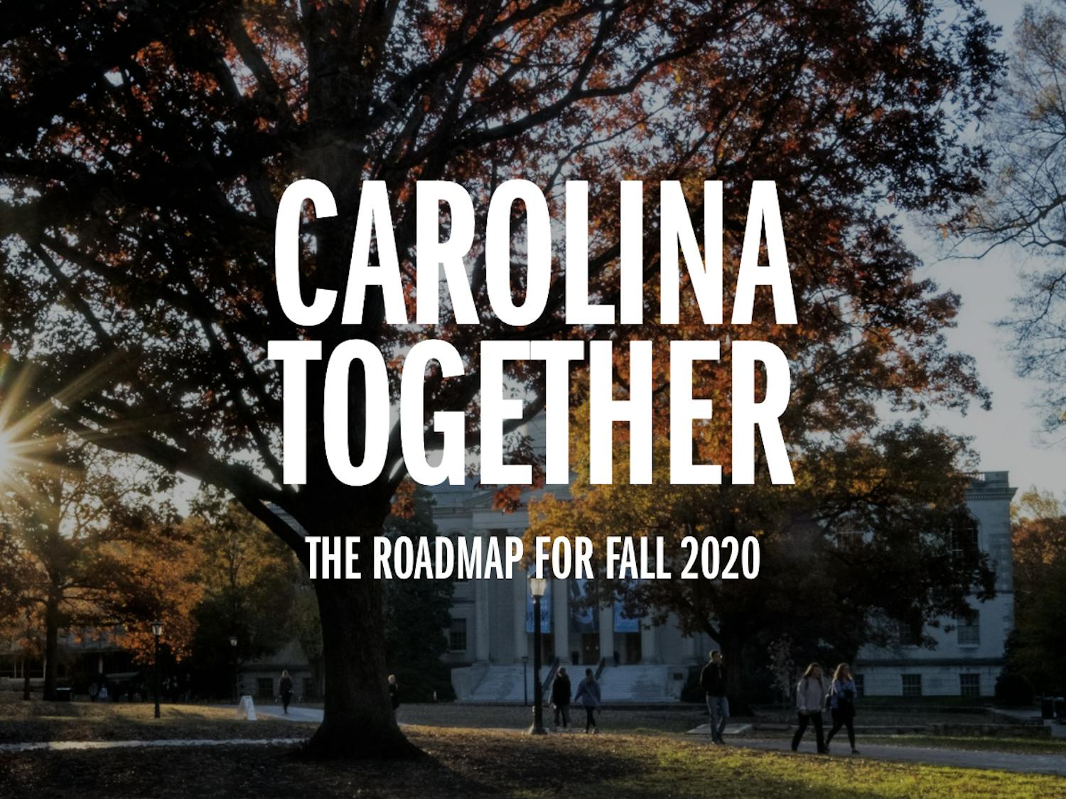 The header image for the newly-launched Carolina Roadmap website at UNC explaining the details of UNC's fall reopening