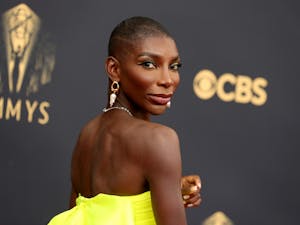 Michaela Coel attends the 73rd Primetime Emmy Awards at L.A. LIVE on Sunday, September 19, 2021, in Los Angeles. Photo courtesy of Rich Fury/Getty Images/TNS. 