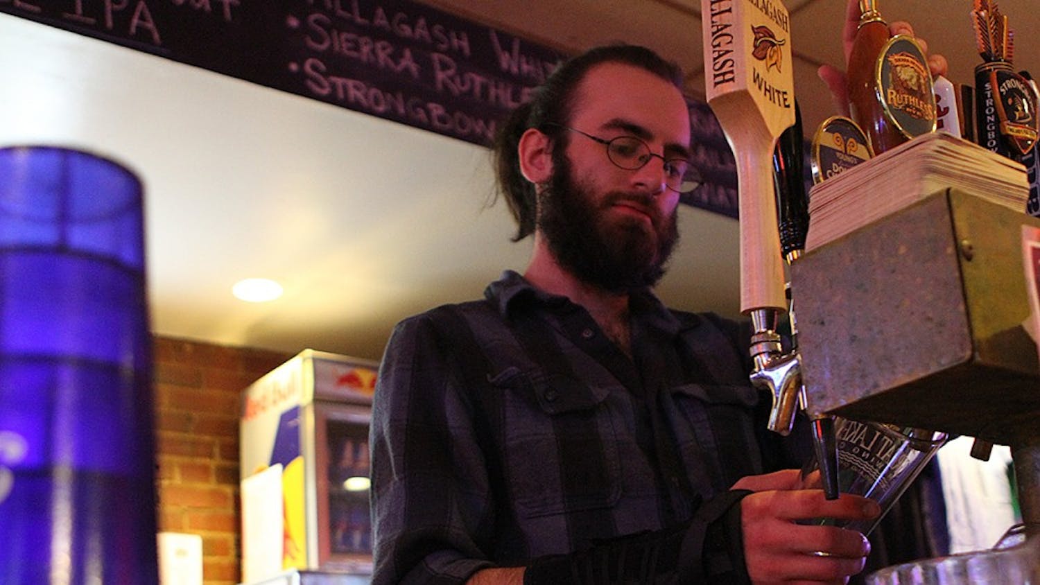 	Adam Kiihr works at Linda&#8217;s Bar and Grill on Wednesday night.