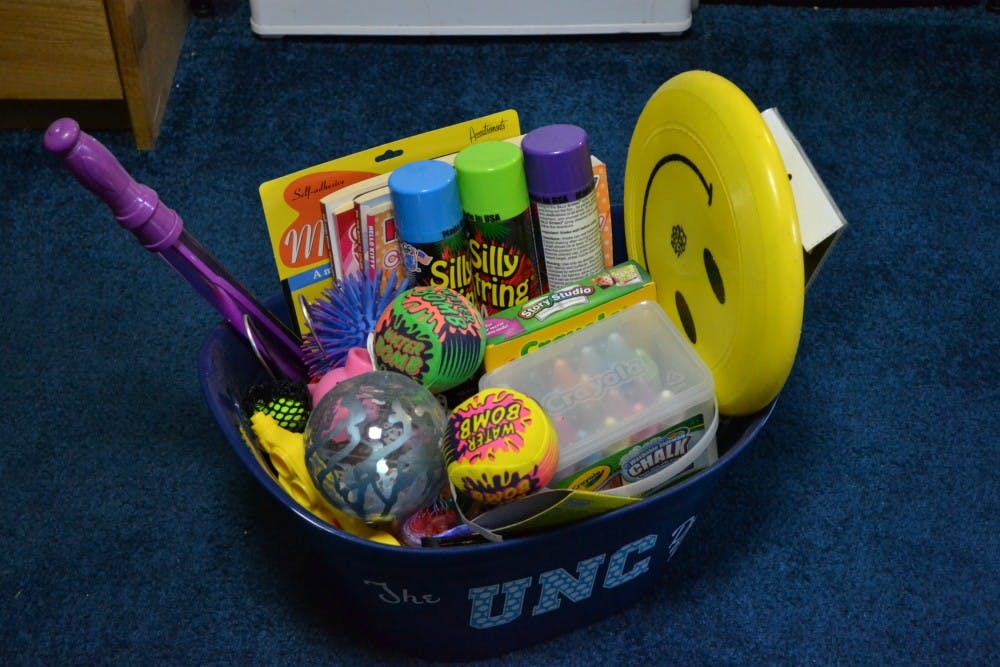 	One example of a de-stress box. A de-stress box is a great way to take a break from hours of constant studying.