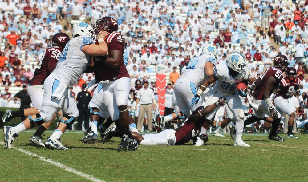	UNC football played Virgina Tech on Saturday, October 6 and won 48 to 34.