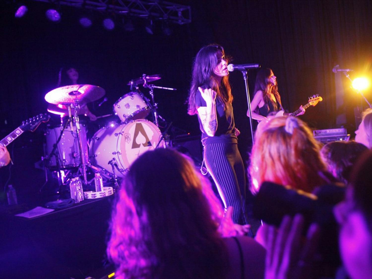The Aces, an all girl band from Provo, Utah, performed a sold out show in Cat's Cradle's Back Room on Sunday, February 24, 2019. The Aces have an infectious energy that lit up the entire venue. During the show Cristal Ramirez, the band's lead singer asked one of the fans in the crowd to say "Carrboro" for her so she would not mess up the pronunciation. During their song "Volcanic Love" fans held up hand made flowers over their phone flashlights and swayed along with the song. The Aces' sold out show was filled up with fans of all ages and the band made an effort to make every member of the audience a part of the show.&nbsp;