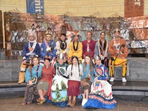 Members of the Lumbee Tribe pose in traditional clothing. Photo courtesy of Jinnie Lowery of the Lumbee Tribe.&nbsp;