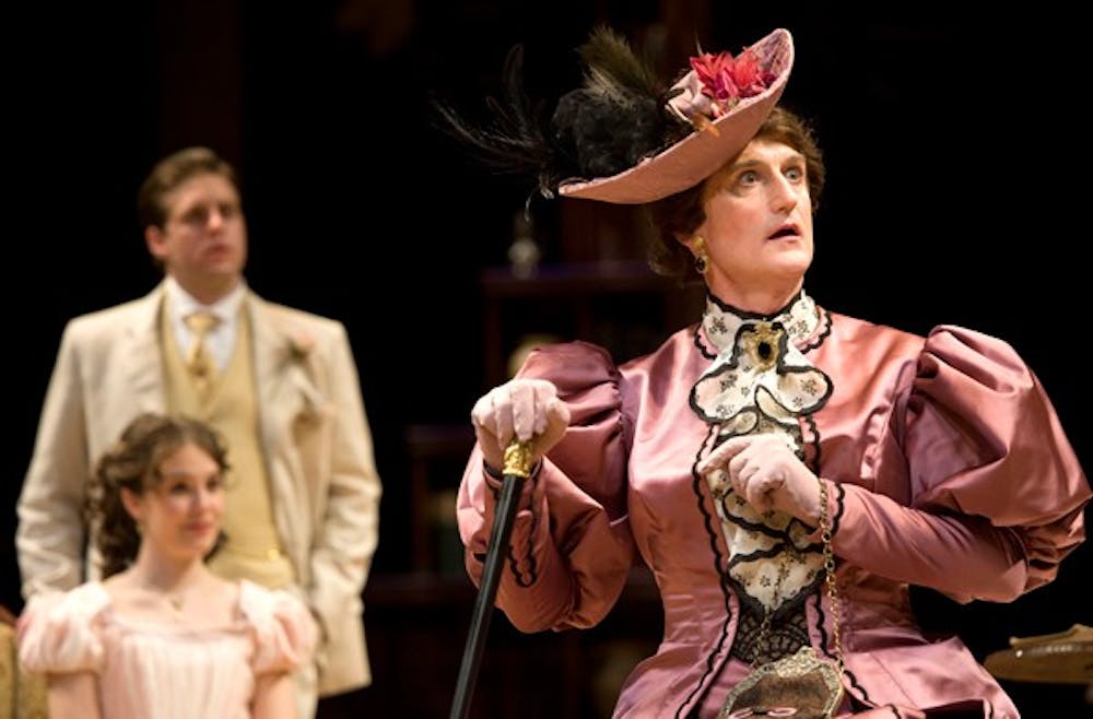 Dramatic art professor Ray Dooley plays Lady Bracknell in “The Importance of Being Earnest.” Courtesy of Jon Gardiner