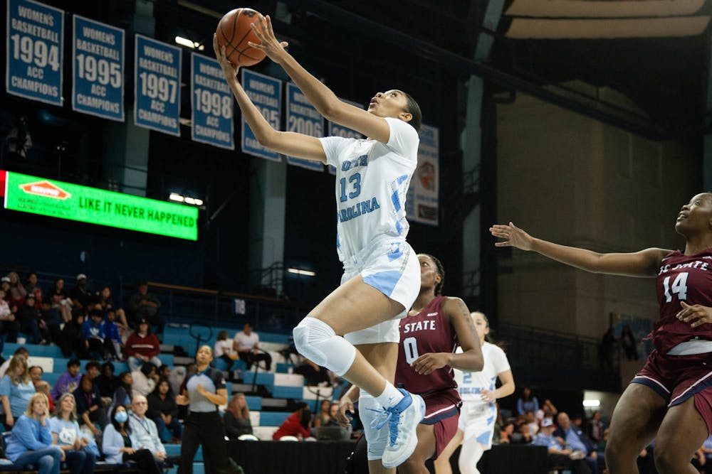 UNC Freshman Teonni Key (13) shoots and scores during the women's basketball game against South Carolina State Bulldogs on Wednesday, Nov 16 2022 at the Carmichael Arena.