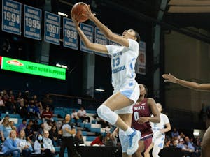 UNC Freshman Teonni Key (13) shoots and scores during the women's basketball game against South Carolina State Bulldogs on Wednesday, Nov 16 2022 at the Carmichael Arena.