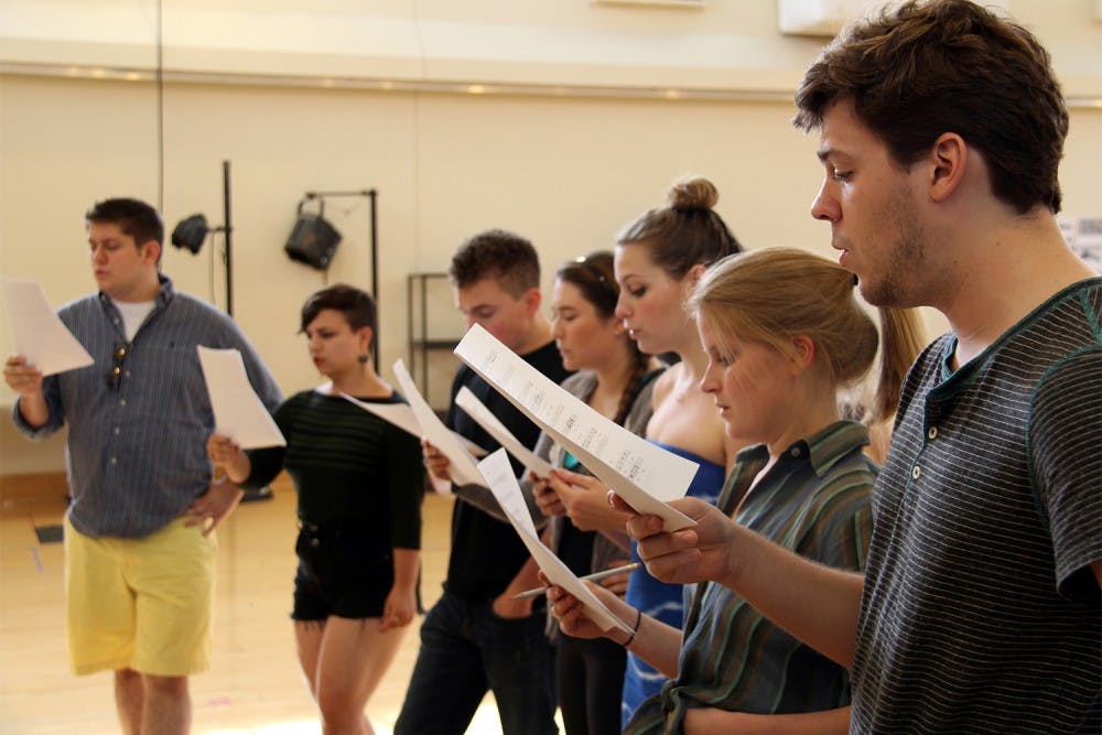 The cast of Broadway Twisted rehearses.
