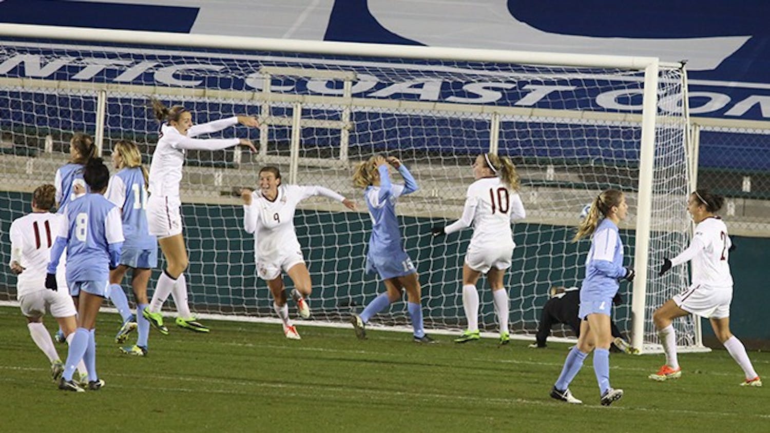 The UNC women's soccer team lost in the ACC tournament to Florida State 2-1 in overtime at WakeMed Soccer Park in Cary on Nov.8.