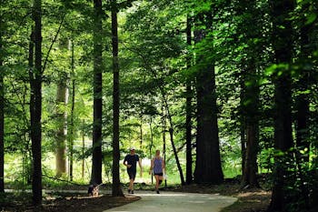A couple walks on a local greenway in Orange County. Photo courtesy of Wes Tilghman. 