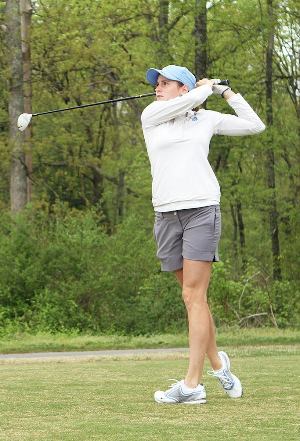 	Junior Katherine Perry practices at Sedgefield Country Club in Greensboro in preparation for the ACC Championship this weekend. Her team won the ACC title in 2011. 