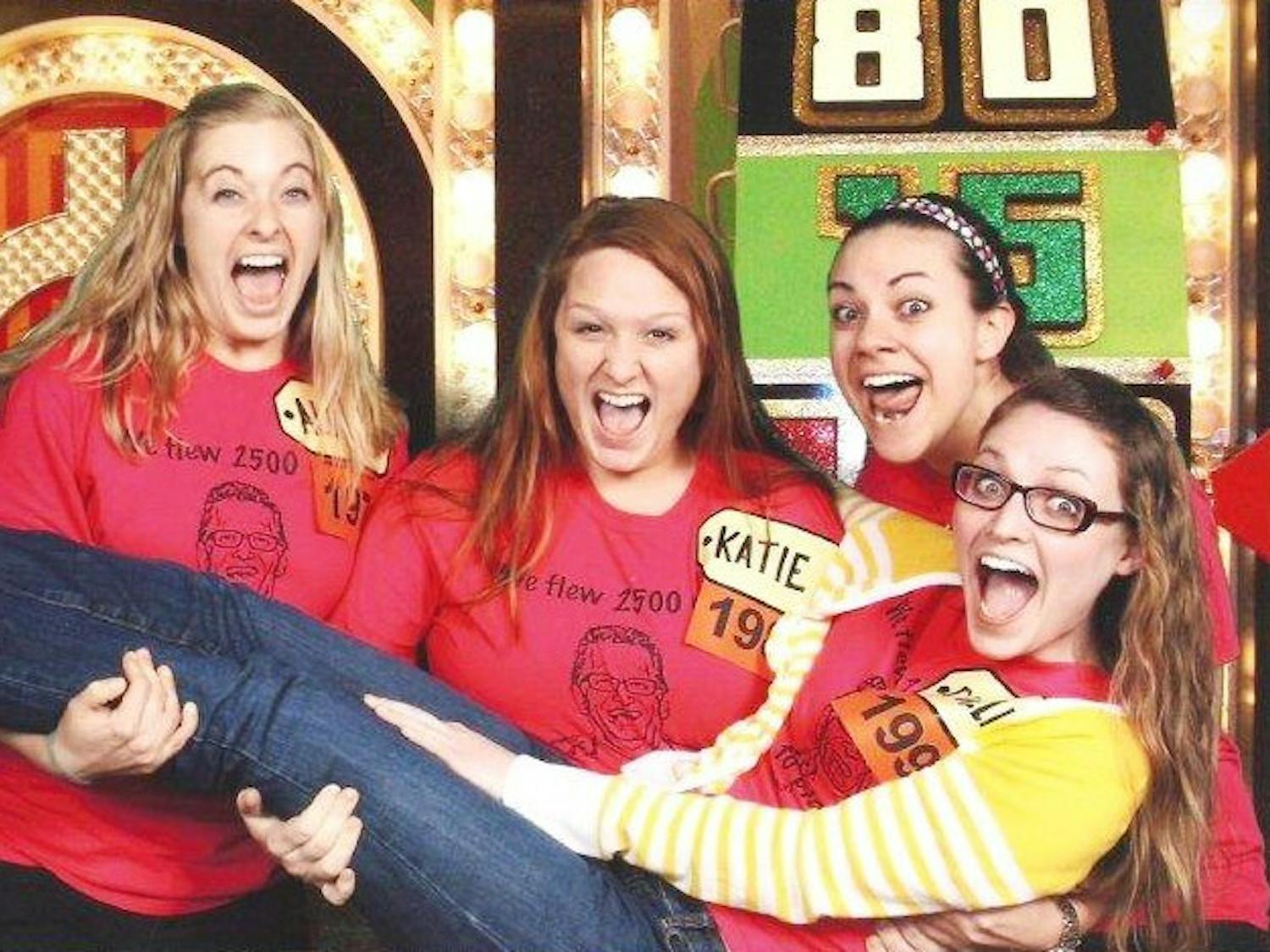 	Allison Presnell (left), Katie Traylor (middle), and Ashley Campbell hold Danielle Schlafer before going into the Price is Right studio. Traylor won $10,000.

	Courtesy of Katie Traylor
