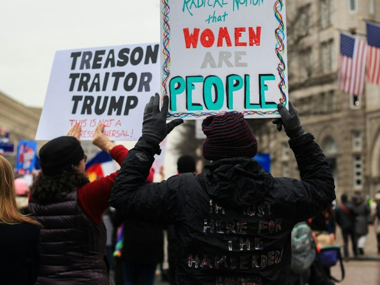 Thousands march on Washington, D.C., as part of the third annual Women's March on Saturday, Jan. 19, 2019. 