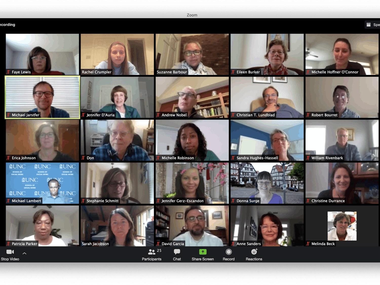 A screenshot of the Administrative Board of the Graduate School meeting held via Zoom on Tuesday, April 21, 2020.&nbsp;