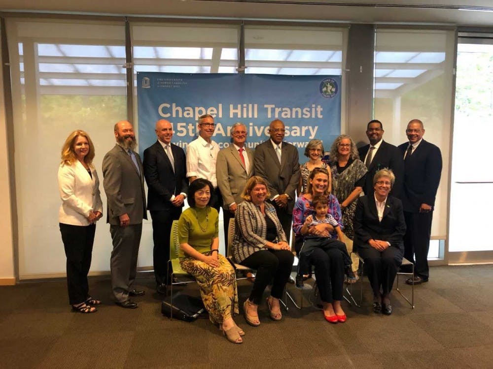 Local and state officials met to celebrate Chapel Hill Transit's 45th birthday on Thursday, Sept. 4 at the Chapel Hill Public Library.