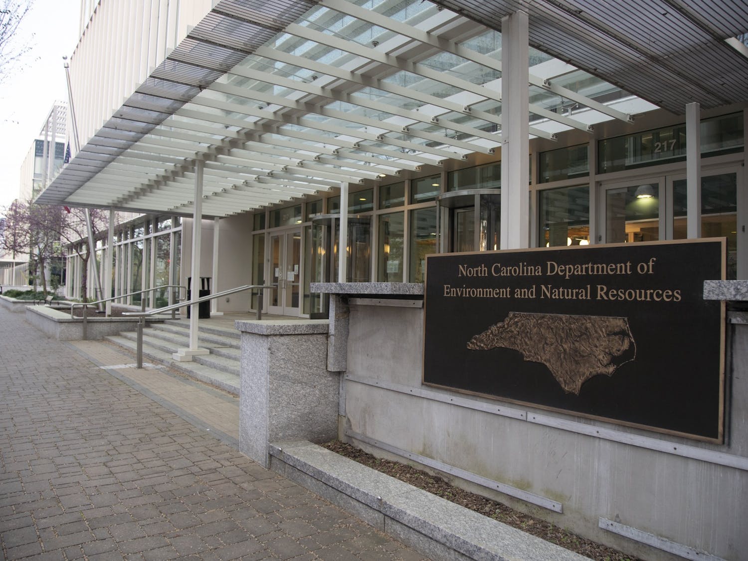 The N.C. Department of Environment and Natural Resources building pictured on March 30, 2020 in downtown Raleigh. Various environmental agencies have faced budget cuts and fewer staff members over the past few years.