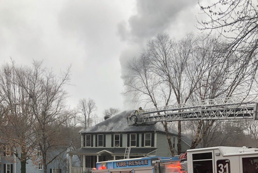 The Chapel Hill Fire Department responded to the report of a structure fire in the attic of 111 Parkside Circle in Southern Village at 3:04 p.m. Sunday, Feb. 17, 2019. 
Photo by @krgpryal via Twitter