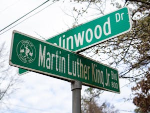 A Martin Luther King Jr. Blvd. sign is pictured on Feb. 19, 2023, in Chapel Hill, N.C.