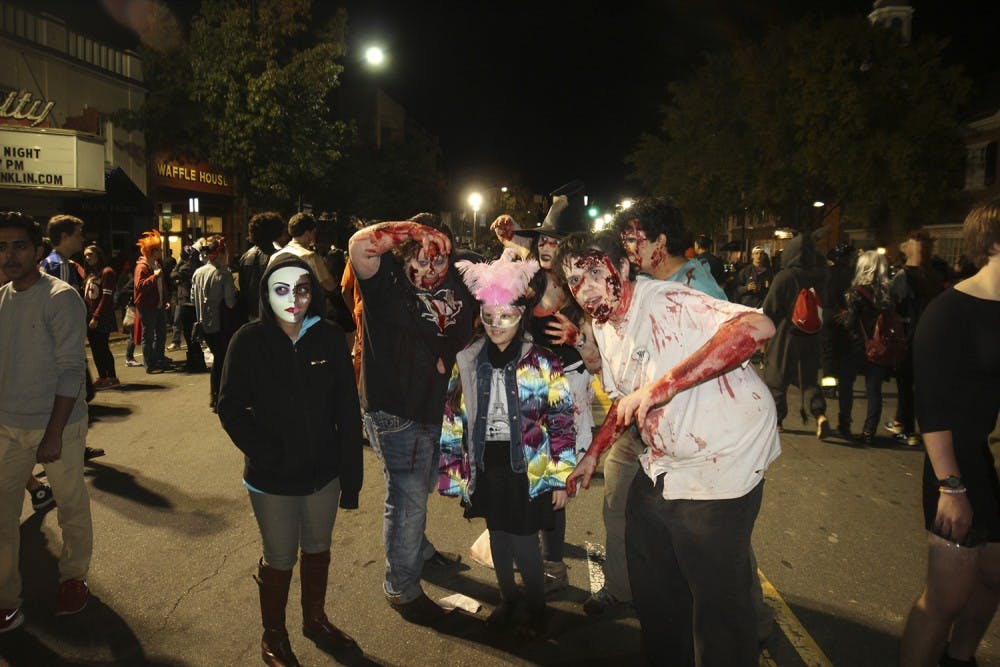 Halloween festivities on Franklin Street: Zombies crawled up and down the streets