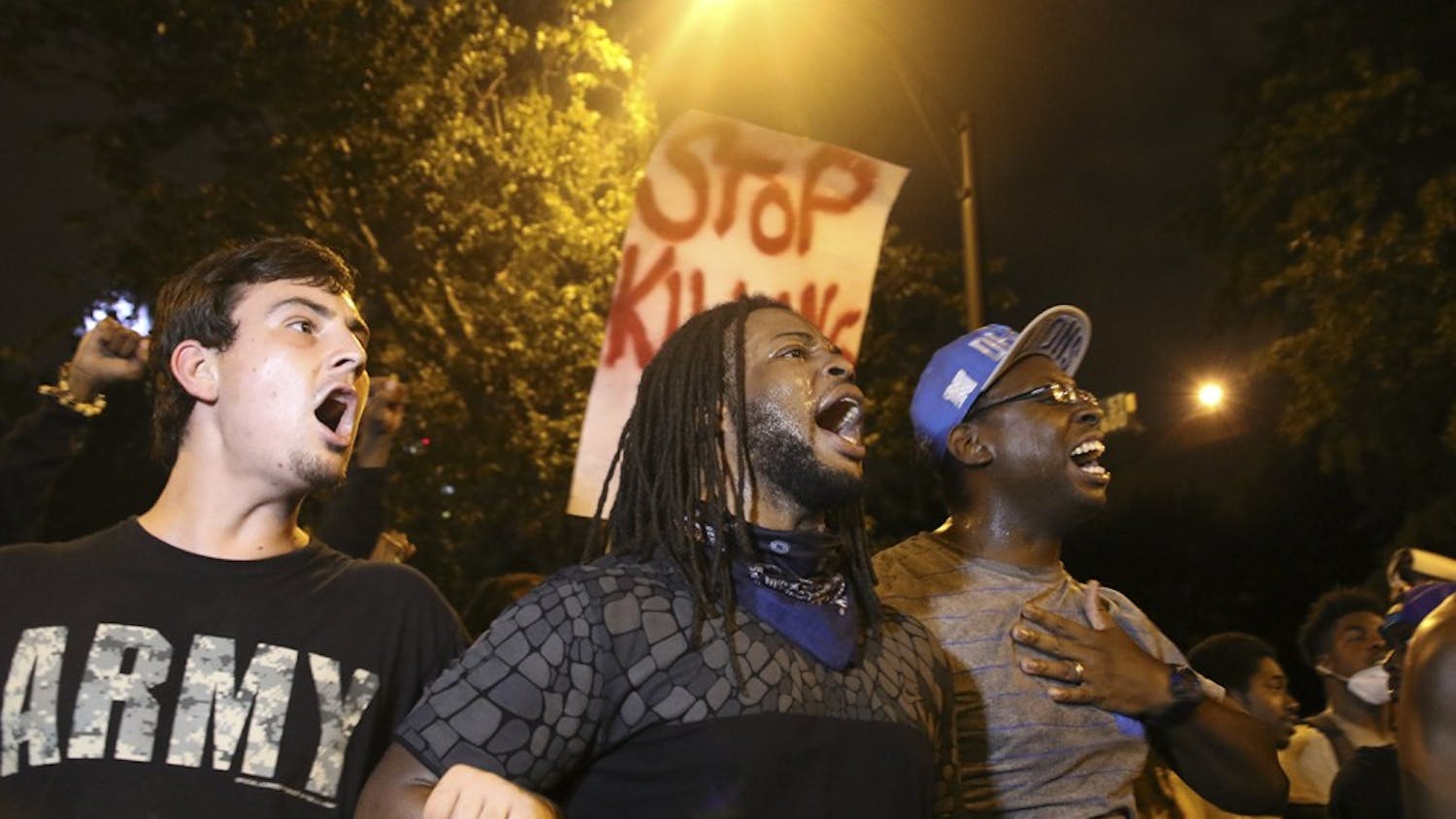 Protestors march through the streets of Charlotte on September&nbsp;22nd in response to the police shooting of Keith Scott.
