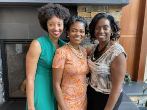 Dr. Jacquelyn McMillian-Bohler (left), Dr. Stephanie DeVane-Johnson (center) and UNC Professor Venus Standard created the Lived Experience Accessible Doula (LEAD) program. The three women are the co-principal investigators that aim to train Black doulas on how to support black mothers emotionally, physically and informationally during the birthing process.&nbsp;
Photo Courtesy of Professor Venus Standard.&nbsp;