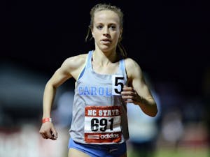 Senior Caroline Alcorta ran the second fastest 10,000-meter race in North Carolina history on March 30 at the Raleigh Relays. Photo courtesy of UNC Athletic Department.