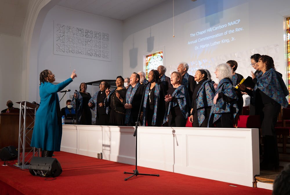 <p>The One Human Family Choir performing at the Chapel Hill-Carboro NAACP Annual Service in Commemoration of Dr. Martin Luther King, Jr. on Jan 16, 2023.</p>