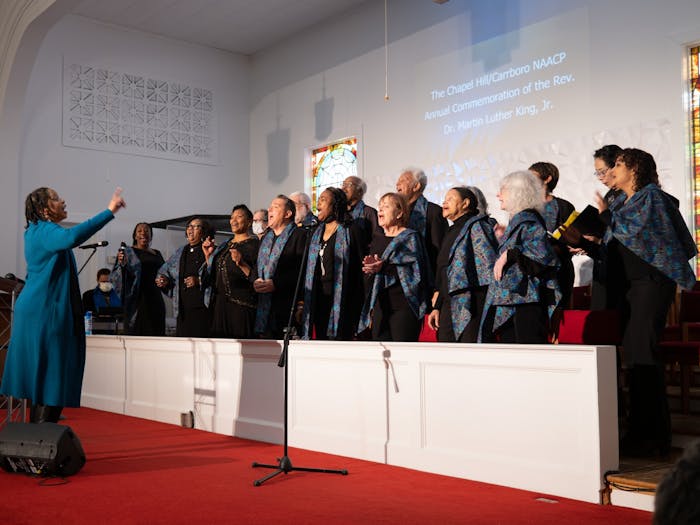 The One Human Family Choir performing at the Chapel Hill-Carboro NAACP Annual Service in Commemoration of Dr. Martin Luther King, Jr. on Jan 16, 2023.