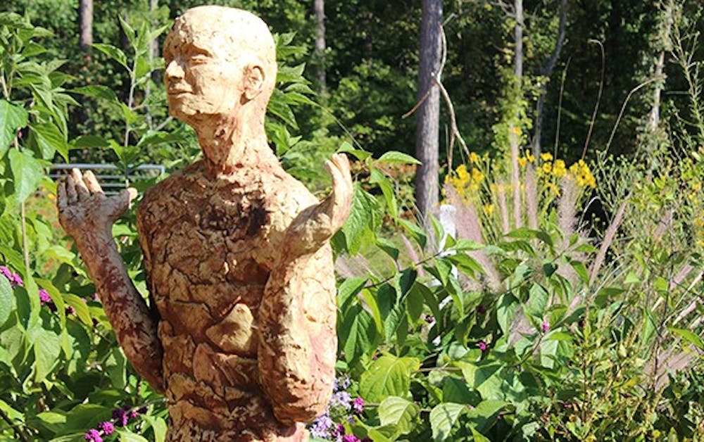 An outdoor exhibition by the North Carolina Botanical Garden displays the sculptures of North Carolina artists. Visitors can take a walking tour of the sculptures in the scenic gardens throug