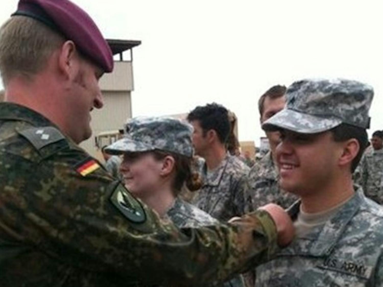 	UNC transfer student Markus Von Stolz (right) served in the military for nine years.