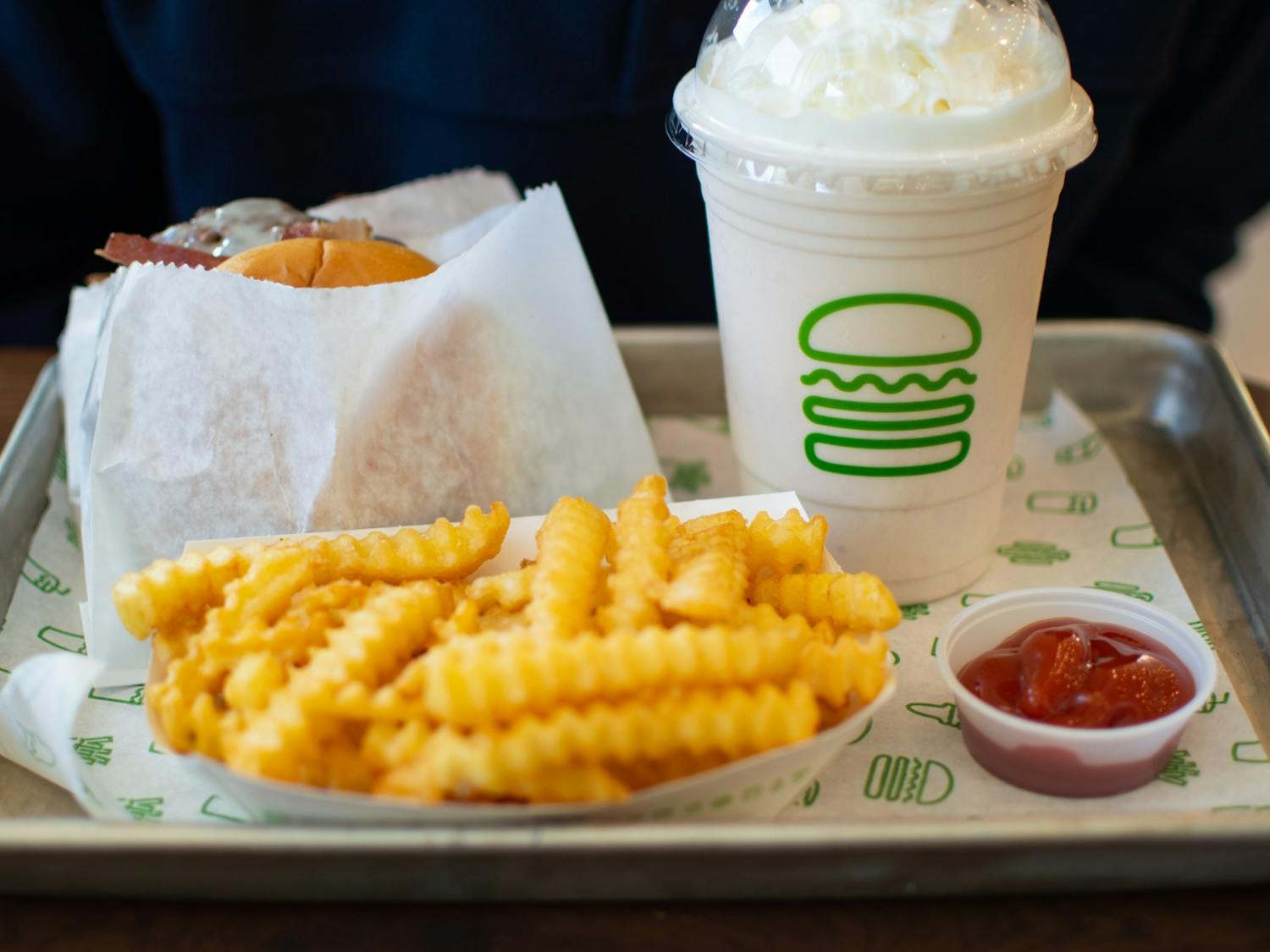 A meal at Shake Shack is pictured on Jan. 6, 2023. The new resturant is located in the Eastgate Crossing Shopping Center in Chapel Hill NC.