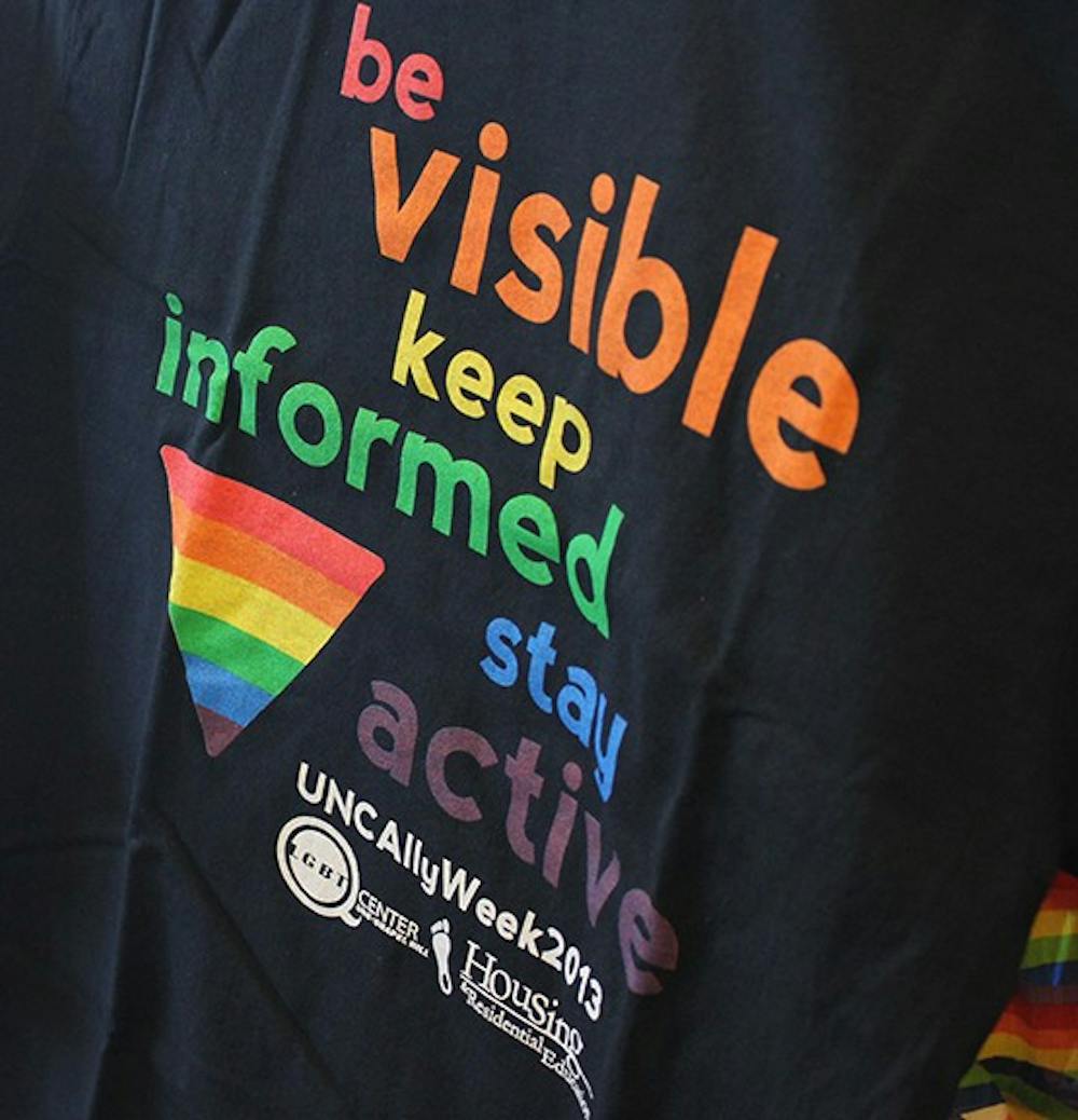 As part of Ally Week, hosted by the Carolina LGBTQ Center, t-shirts were handed out to those willing to show their support and openly wear them this Thursday.