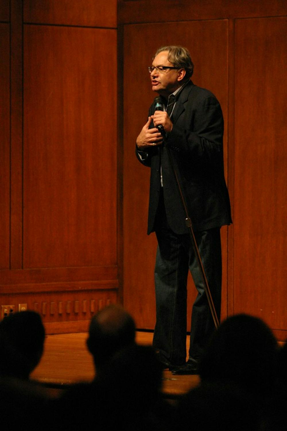 Lewis Black was one of the few comedians who beat weather delays to perform for a packed house.  DTH/Daniel Sircar