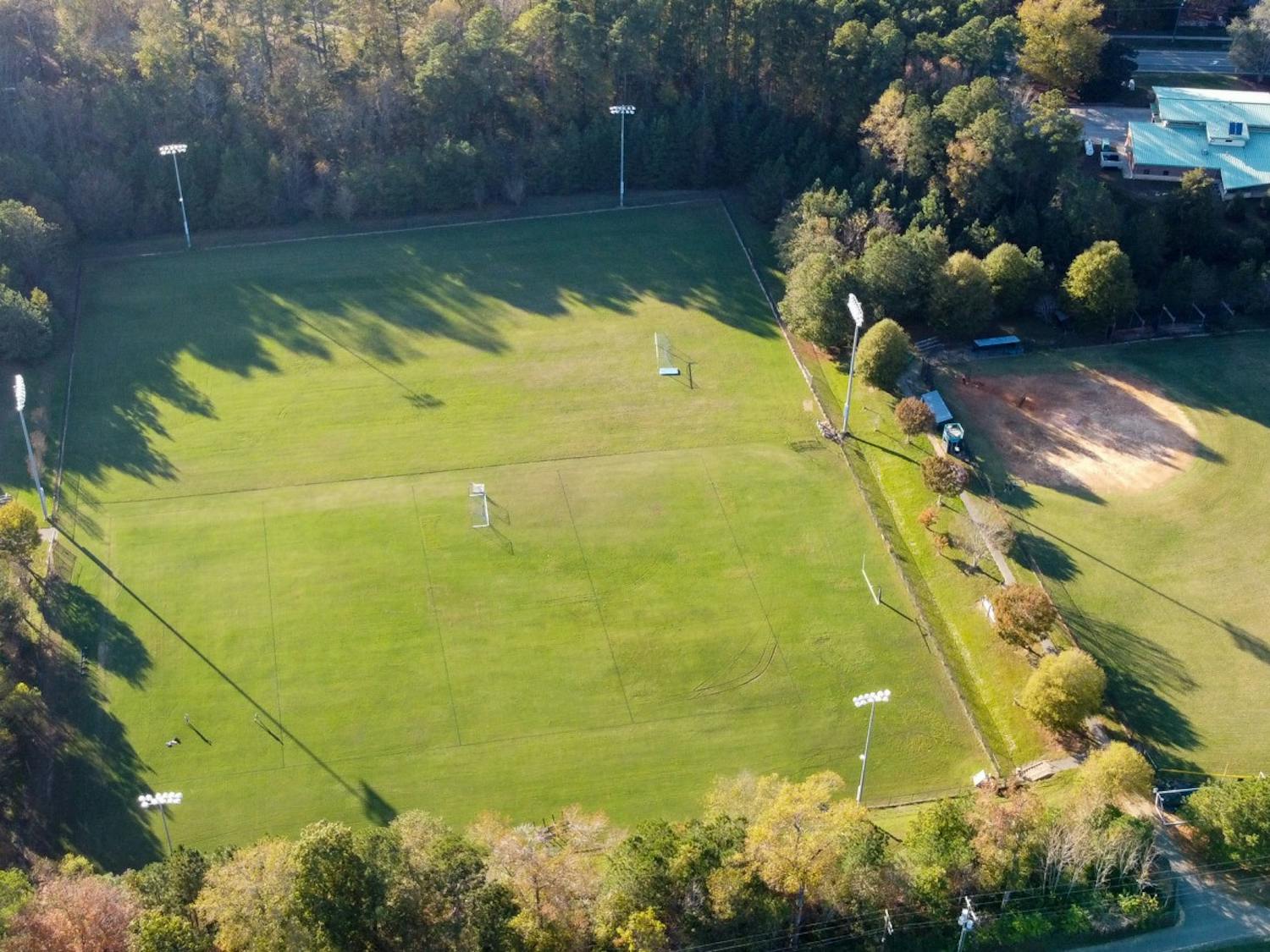 The athletic fields of Chapel Hill High School sit empty on Wednesday, Nov. 4, 2020. 