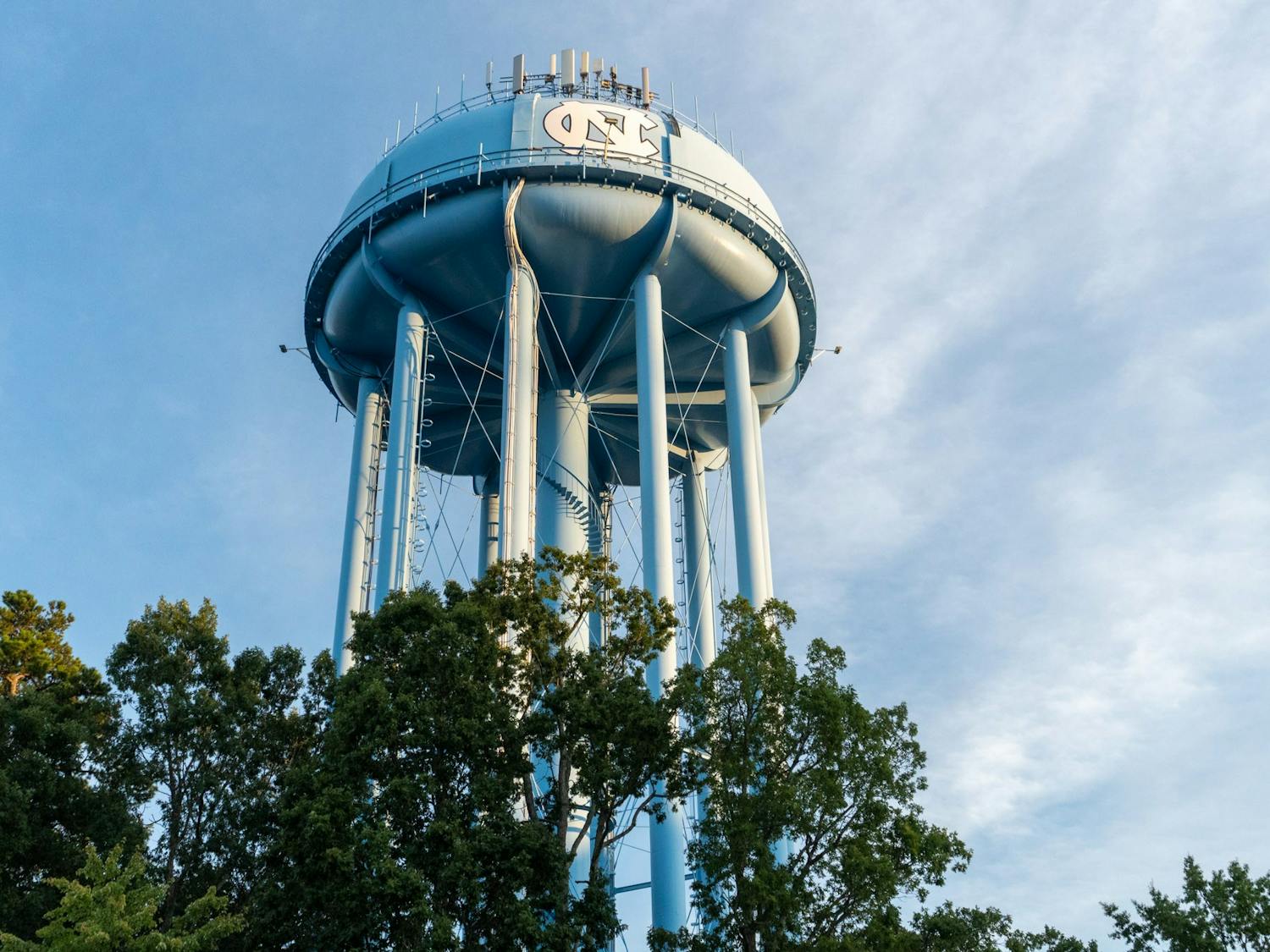 The UNC water tower stands tall at Manning Drive on Aug. 17, 2022.