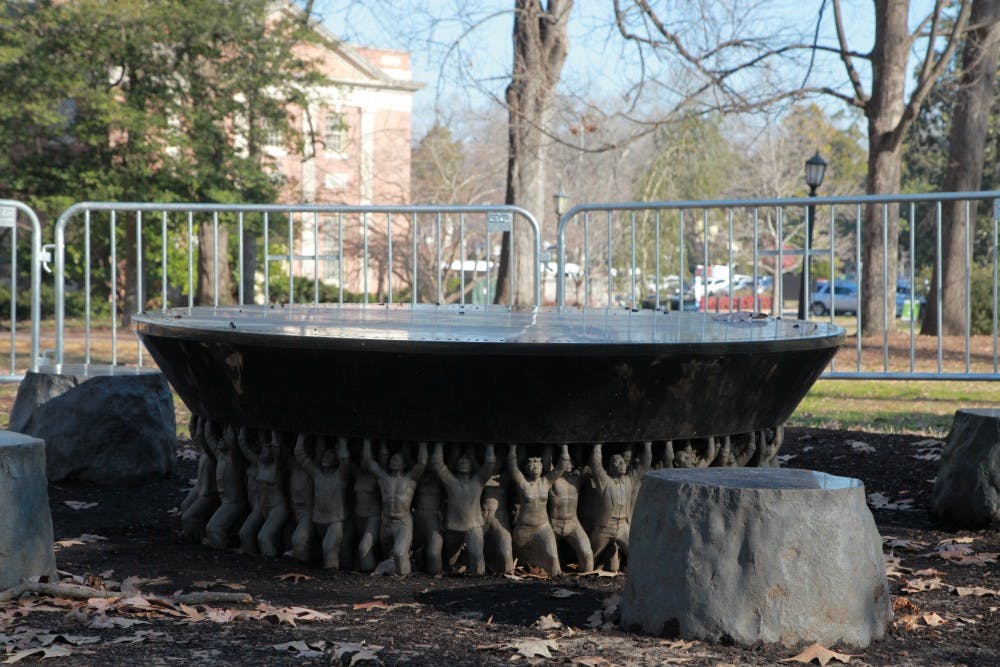 <p>The Unsung Founders Memorial, erected in 2005, is on McCorkle Place at UNC-Chapel Hill.</p>