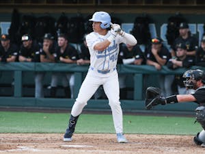 UNC junior outfielder Angel Zarate (40) bats during a home game at Boshamer Stadium against Appalachian State on Tuesday, March 22, 2022.