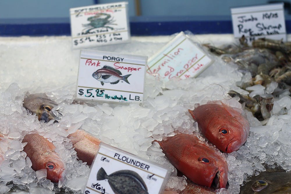 <p>Blue Ocean Market provides seasonal seafood, including fish like pink and vermillion red snapper (above), to restaurants and consumers near its location in Morehead City and to the Triangle area.</p>