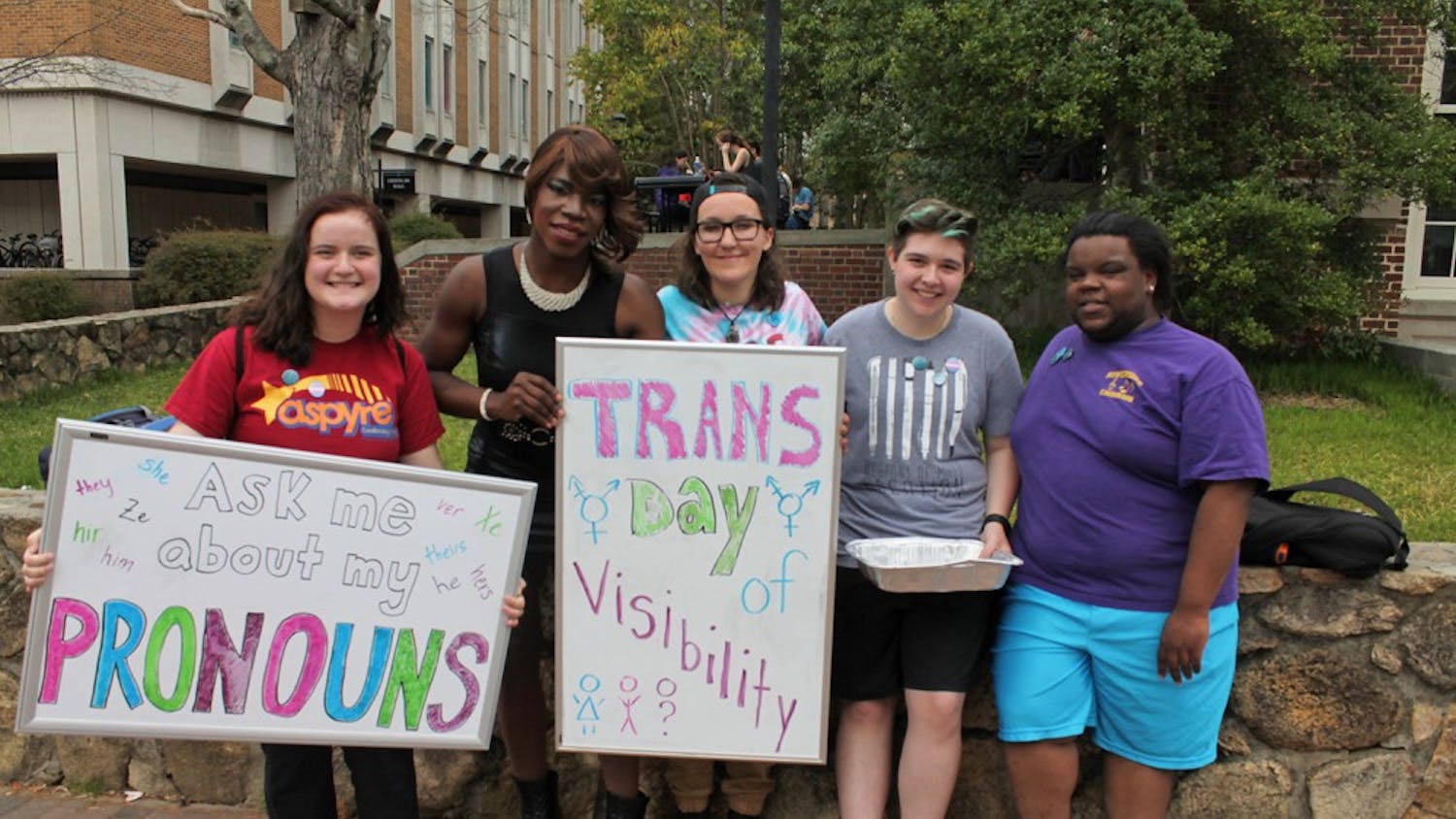 Jenna Travis, Da'Shawnda Laniqua Jackson, Megan Dew, Giulia Curcelli, and Josh Wigfall celebrate International Transgender Day of Visibility on Thursday morning