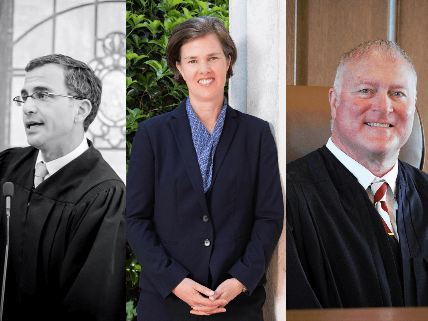 Allen Baddour, Alyson Grine and Todd Roper are all candidates for district court judge positions. Photos courtesy of Baddour, Grine and Roper.