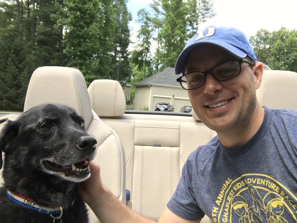 Chris DeRienzo takes a selfie with his dog, Bartlet.