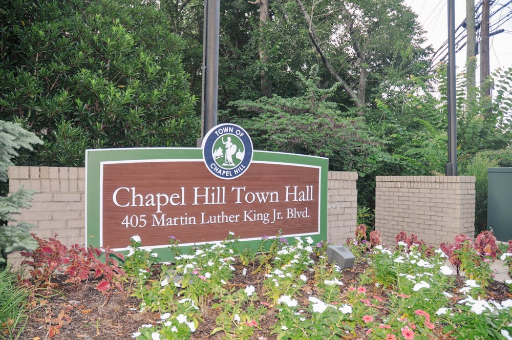 <p>Chapel Hill Town Hall stands on Sunday, Aug. 28, 2022.&nbsp;</p>