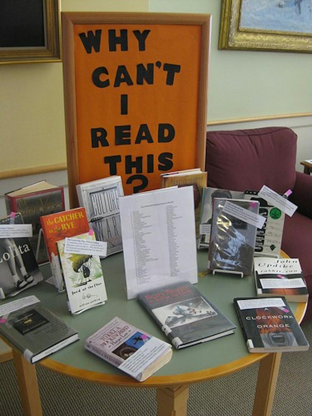 	<p>A display of banned books taken by <a href="http://www.flickr.com/photos/peskylibrary/3252638031/">Pesky Library</a> on <a href="http://www.flickr.com/photos/peskylibrary/3252638031/">Flickr Creative Commons</a>.</p>