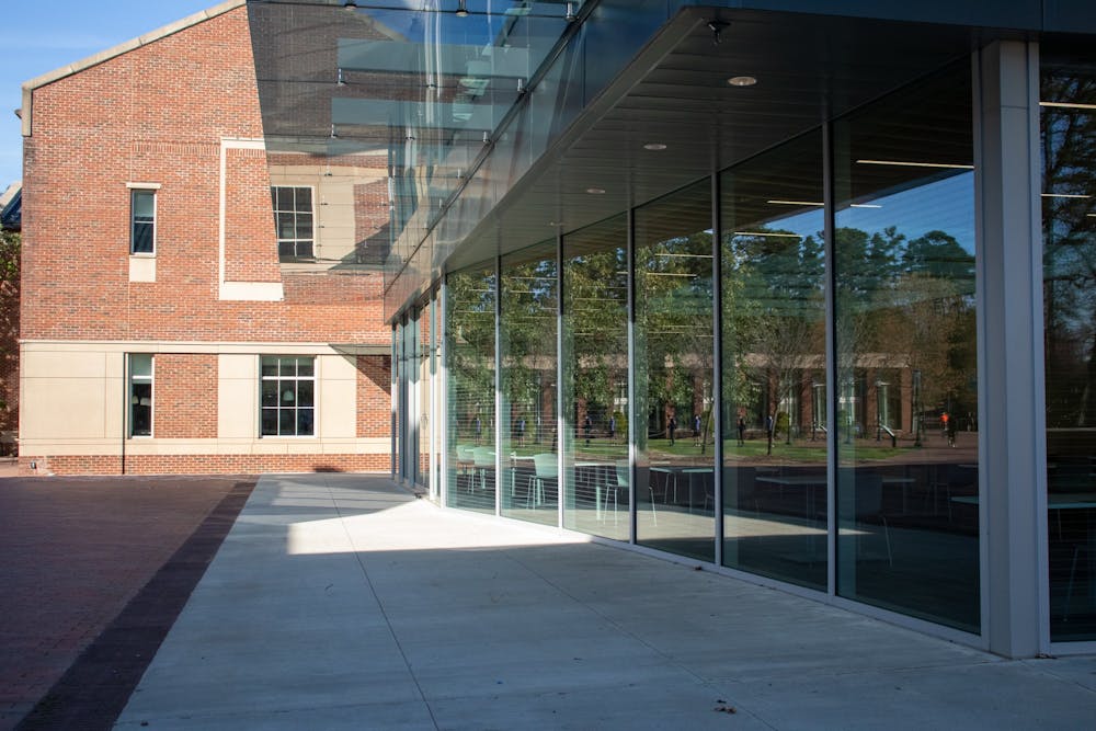 <p>The glass extension to Chase Dining Hall sits on the UNC Chapel Hill campus on March 30, 2021.</p>