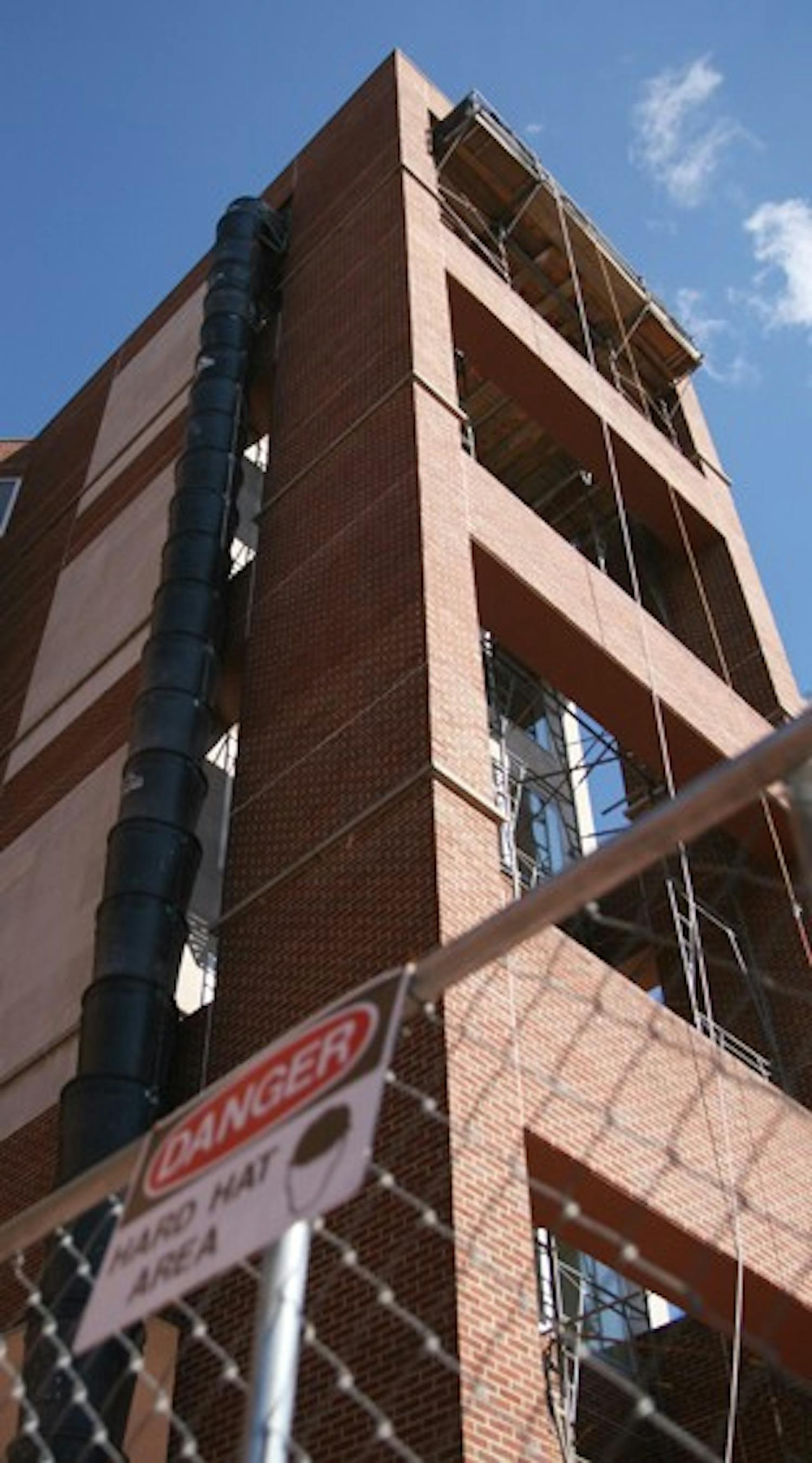 The scaffolding on Davis Library will be taken down next week.